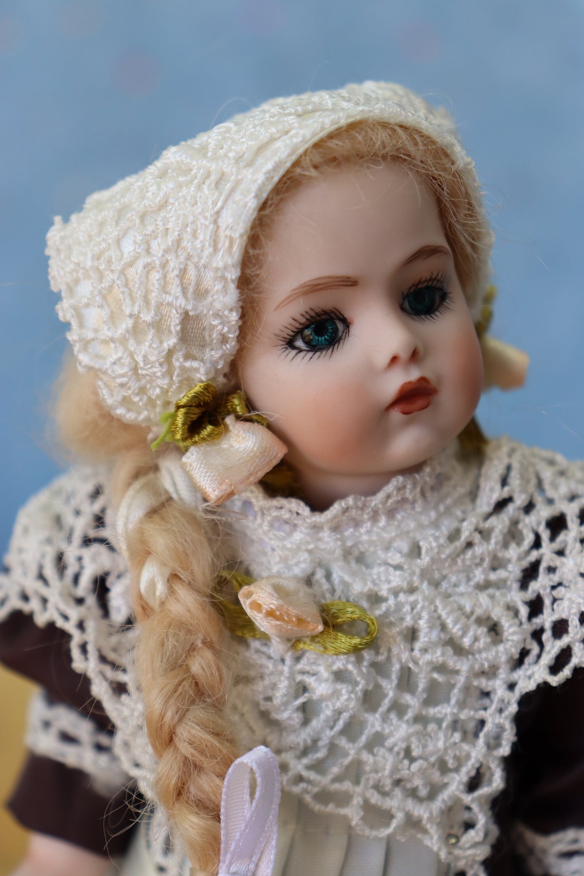 Bru Jne 6 - Antique Repro - 8" Doll - OOAK - Bell Mold 2691 - Trunk