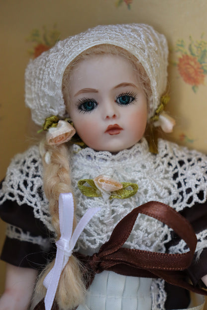 Bru Jne 6 - Antique Repro - 8" Doll - OOAK - Bell Mold 2691 - Trunk
