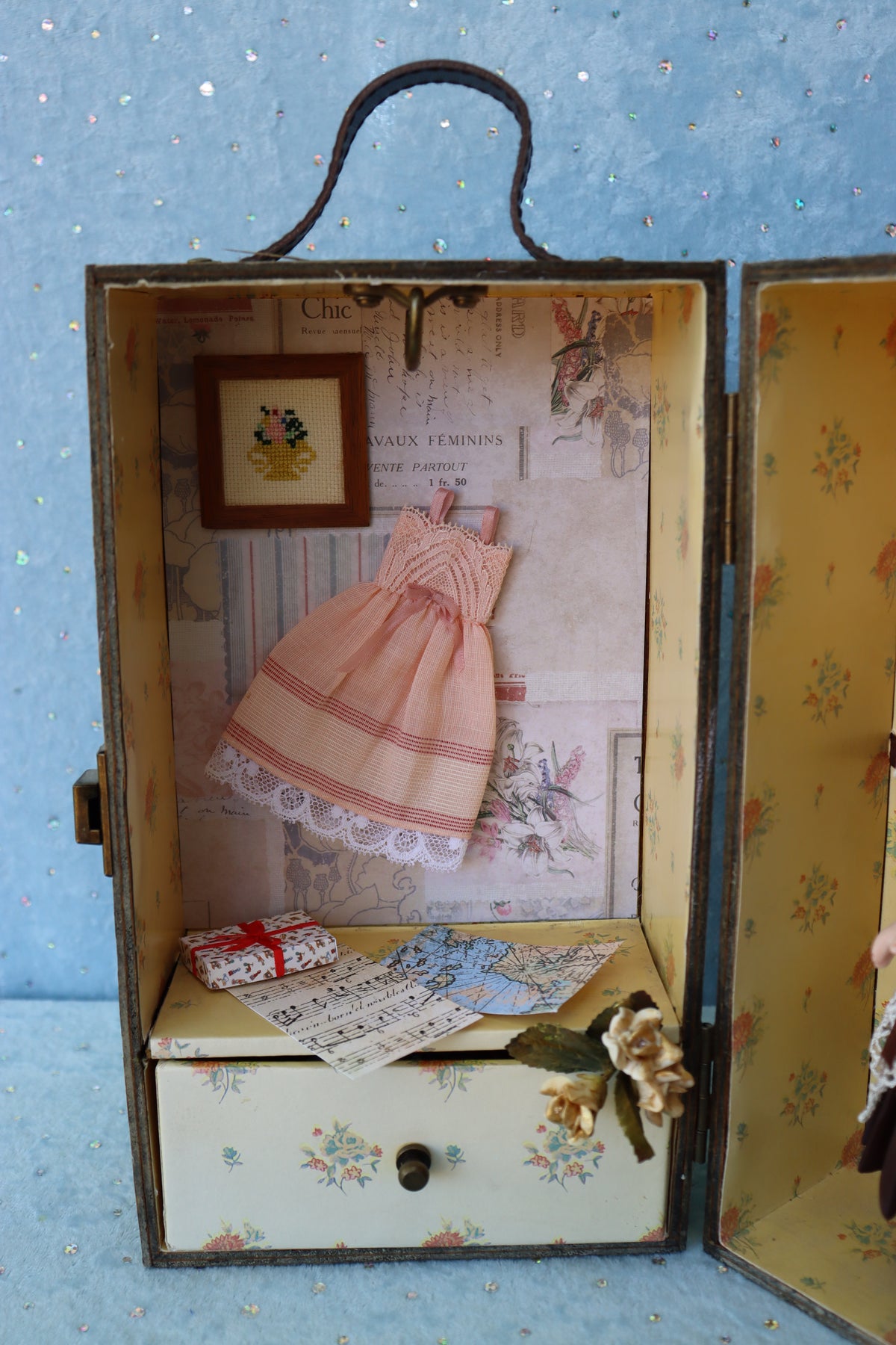 Bru Jne 6 - Antique Repro - 8" Doll - OOAK - Bell Mold 2691 - Trunk