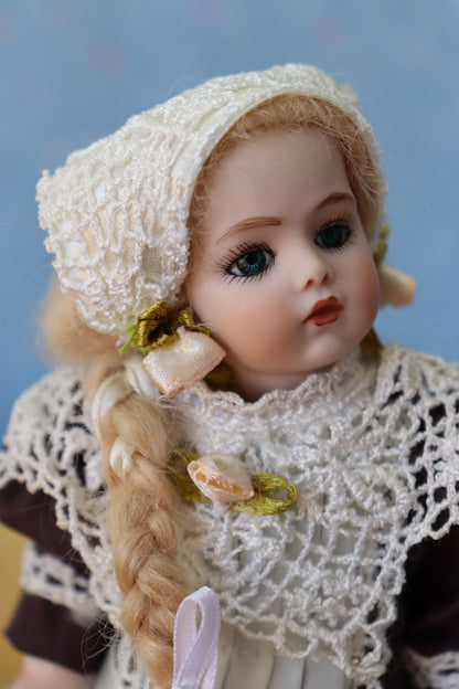 Bru Jne 6 - Antique Repro - 8" Doll - OOAK - Bell Mold 2691 - Trunk