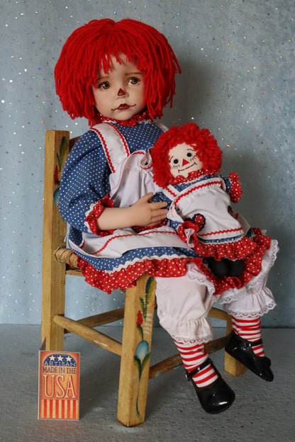 Molly - Raggedy Ann - OOAK - 25" - Porcelain Doll -from Dianna Effner mold- MAFD