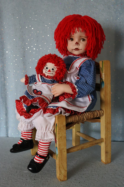 Molly - Raggedy Ann - OOAK - 25" - Porcelain Doll -from Dianna Effner mold- MAFD
