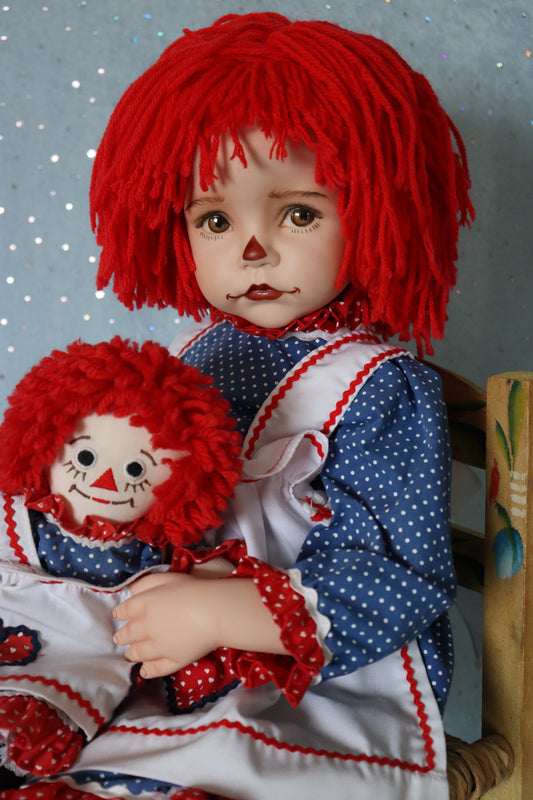 Molly - Raggedy Ann - OOAK - 25" - Porcelain Doll -from Dianna Effner mold- MAFD
