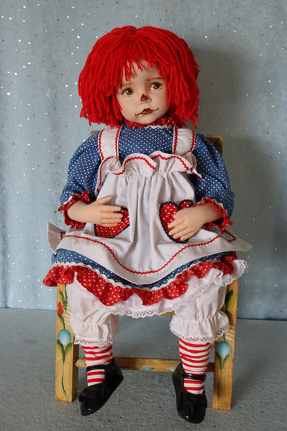 Molly - Raggedy Ann - OOAK - 25" - Porcelain Doll -from Dianna Effner mold- MAFD