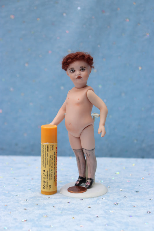 Pouty - Doreen Sinnett mold -5" Repro Antique Mignonette Doll- Dollhouse - MAFD