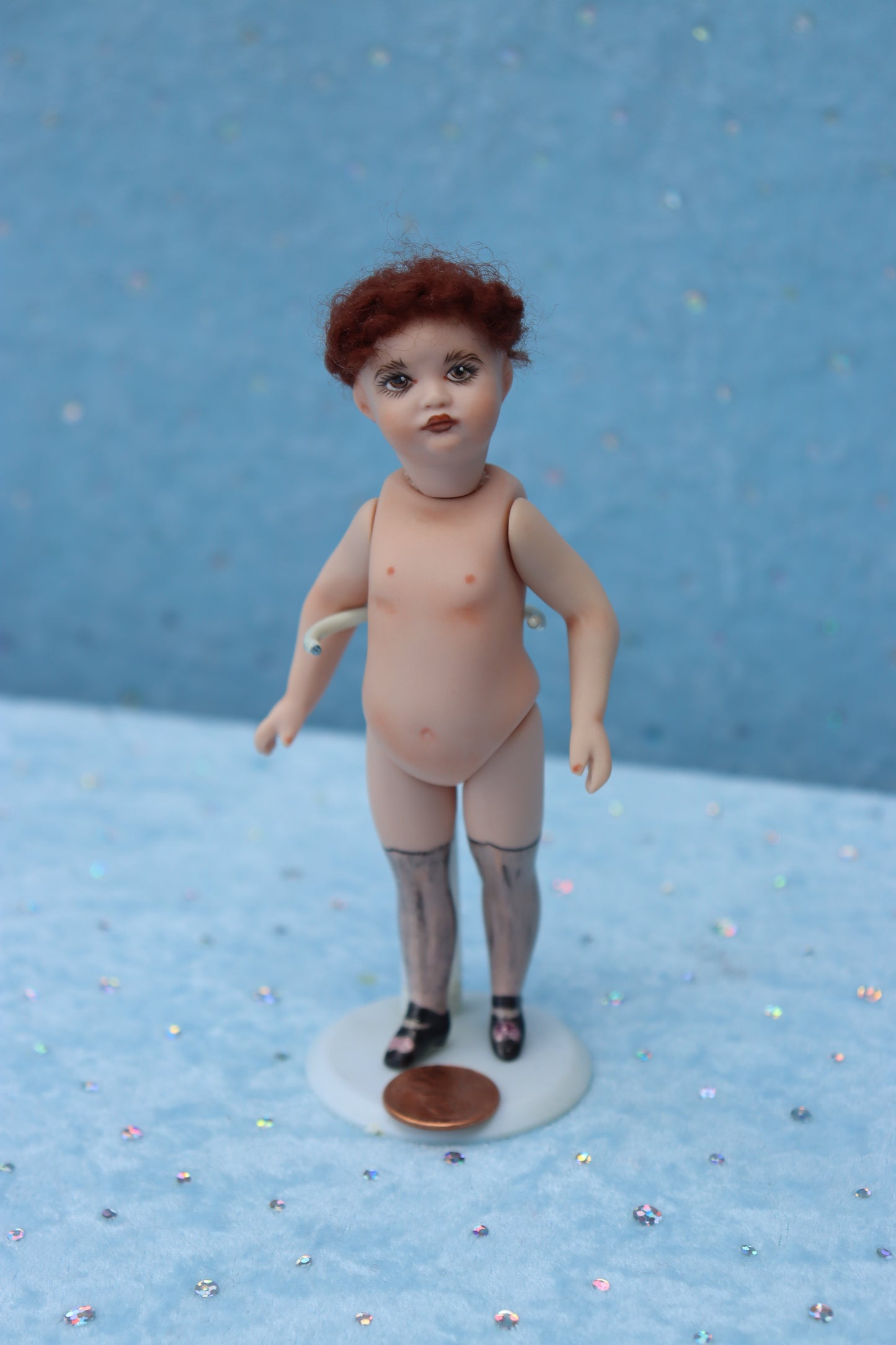 Pouty - Doreen Sinnett mold -5" Repro Antique Mignonette Doll- Dollhouse - MAFD