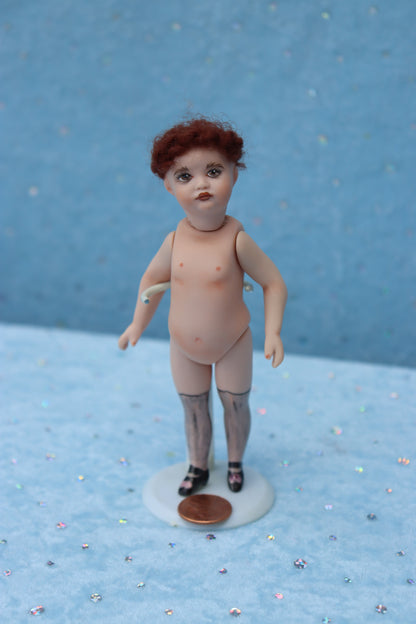 Pouty - Doreen Sinnett mold -5" Repro Antique Mignonette Doll- Dollhouse - MAFD