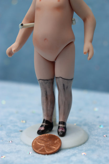 Pouty - Doreen Sinnett mold -5" Repro Antique Mignonette Doll- Dollhouse - MAFD