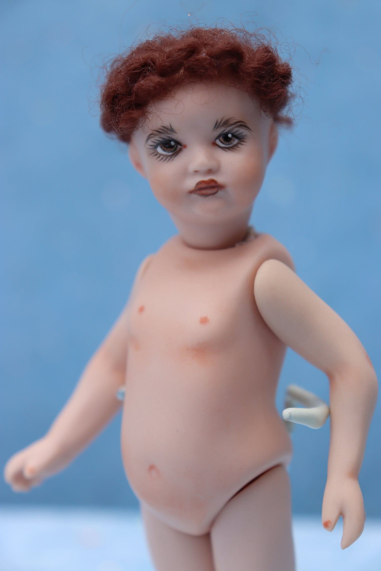 Pouty - Doreen Sinnett mold -5" Repro Antique Mignonette Doll- Dollhouse - MAFD